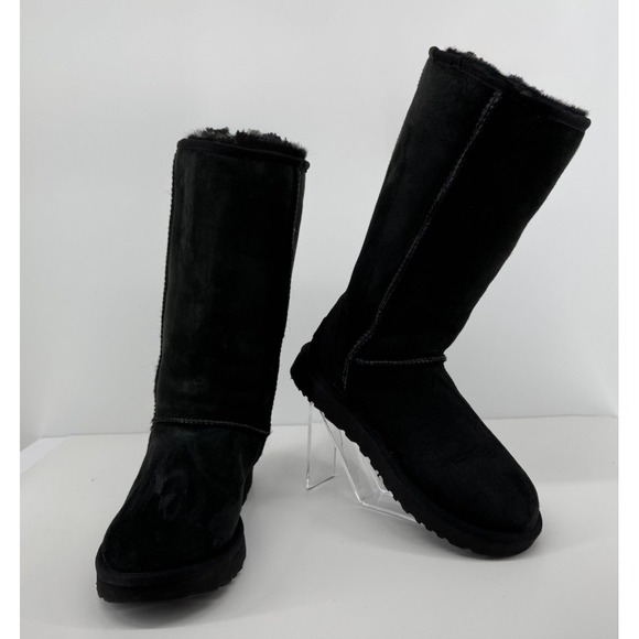 UGG Shoes - UGG Classic Tall Braid Black Sheepskin Boots Cozy Shearling Lined Winter Women 8